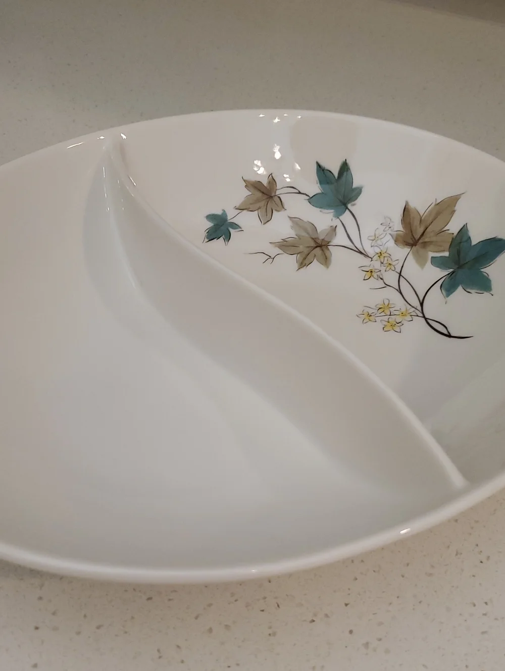 Syracuse Carefree Woodbine Oval Divided Vegetable Bowl 10 inch Vintage